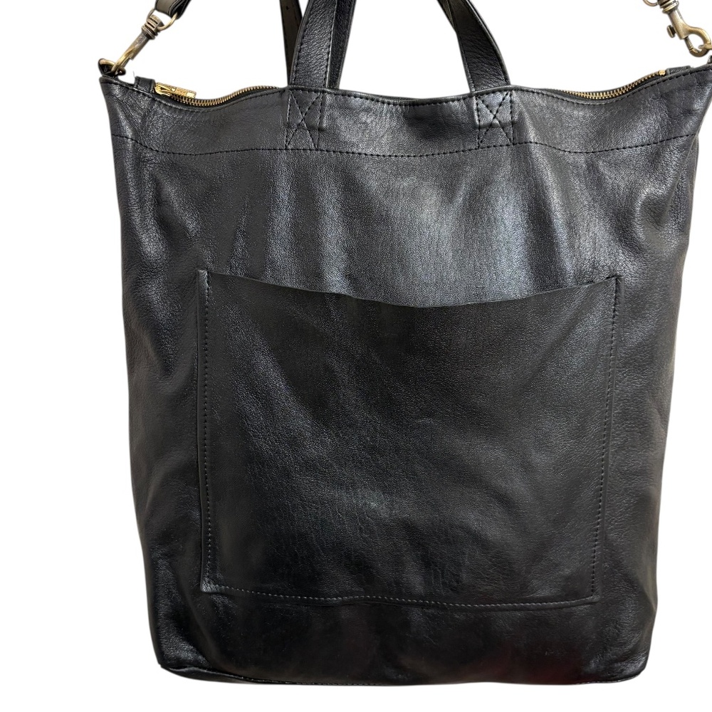 Linden in Enough oversized black leather travel bag